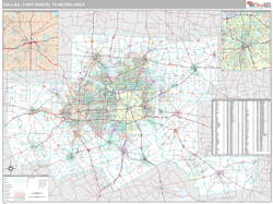 Dallas Fort Worth Wall Map Premium Style 2024
